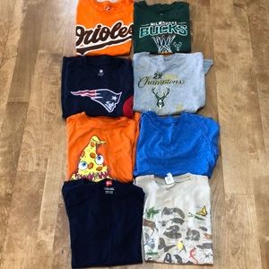 8 boys tshirts, 4 sports theme, size 10